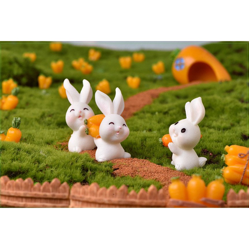 Decor bàn học gia đình thỏ mùa cà rốt bội thu trang trí tiểu cảnh, terrarium