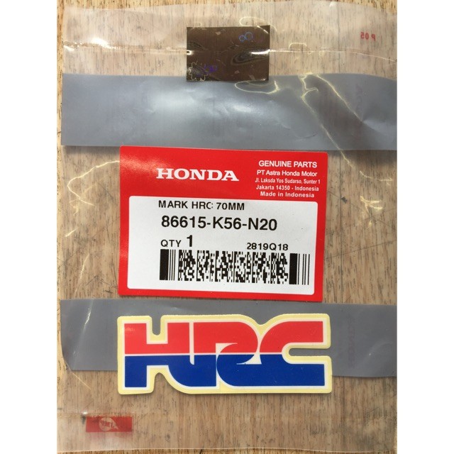 Tem HRC cho Honda Sonic 150R, chính hãng Honda Indonesia, hàng nguyên tem mác từ nhà máy