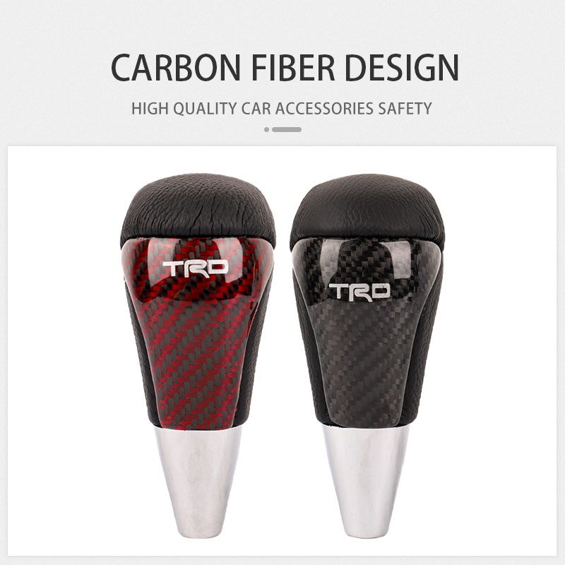 Hộp số xe ô tô bằng sợi carbon TRD điều khiển bằng tay tự động trang trí da đa năng tự động đẩy xuống thanh gạt cần số tốc độ đầu tự động Phụ kiện nội thất