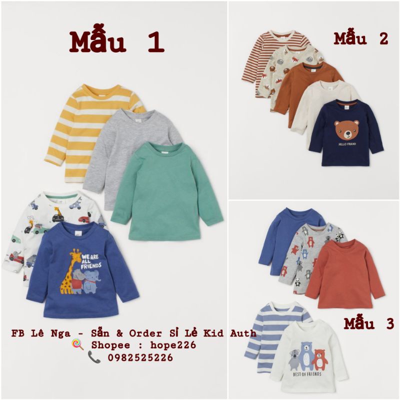 Set 5 áo cotton HM CHINA chính hãng sz từ 4-6m đến 3-4y (LƯU Ý TAG IN THẲNG LÊN VẢI MẶT TRONG CỔ ÁO)