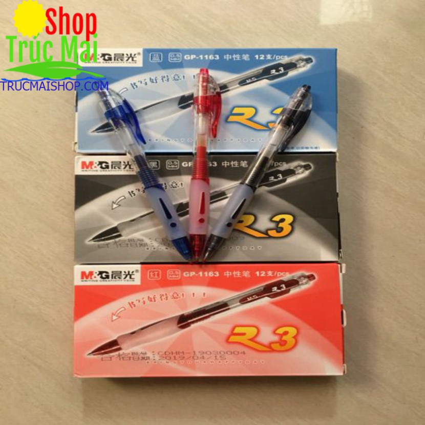 Bút bi gel bấm M&amp;G 1163( hộp 12 chiếc)