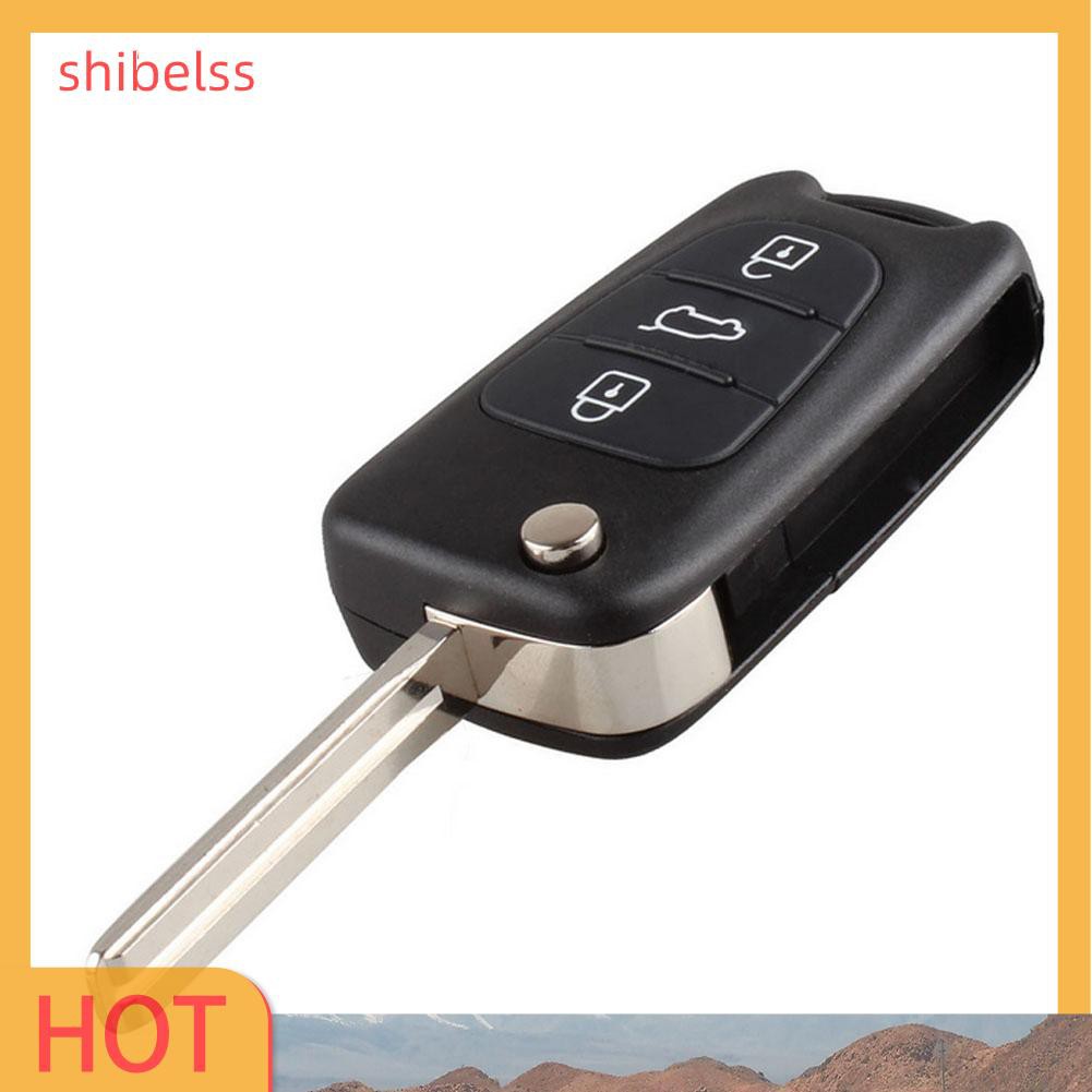 （ʚshibelss）Uncut Blade 3 Buttons Flip Remote Key Shell For Kia K2 K5 HYUNDAI KIA Car