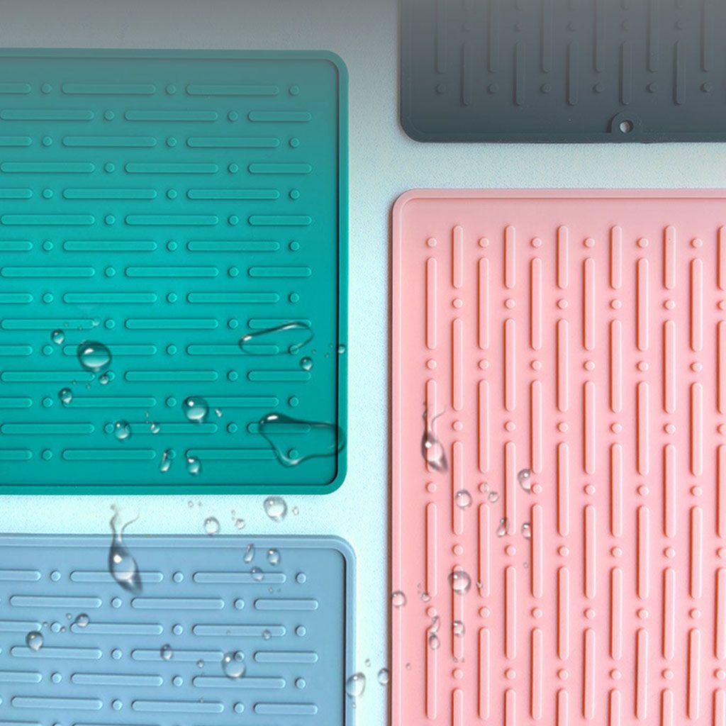 Tấm đệm silicone úp chén đĩa dụng cụ ăn uống ráo nước chịu nhiệt có lỗ thoát nước nhiều màu tùy chọn tiện lợi