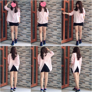 Áo Sơ mi oversize thêu cute hồng