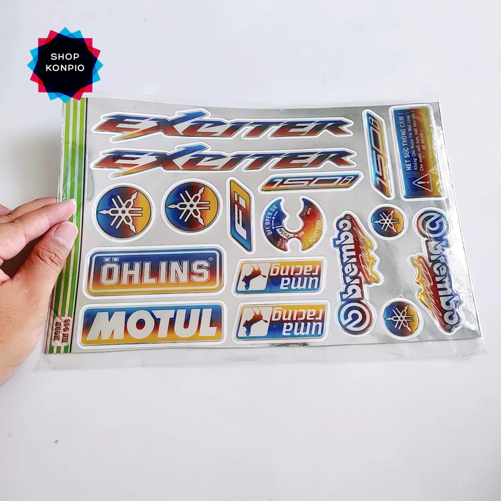 Bộ Tem Crom Dán Xe Exciter Dập Nổi Cao Cấp Chống Thấm Nước, Chống Bay Màu ( Sticker )