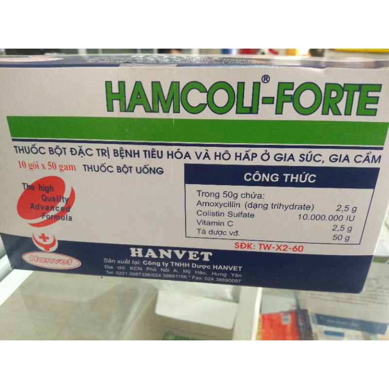 Hamcoli forte, hộp 10gói x 50g
