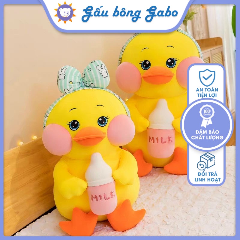 Gấu bông Vịt má hồng ôm bình sữa, vịt ôm bình mẫu thú nhồi bông siêu cute hàng cao cấp, xưởng sỉ gấu bông Tnstore