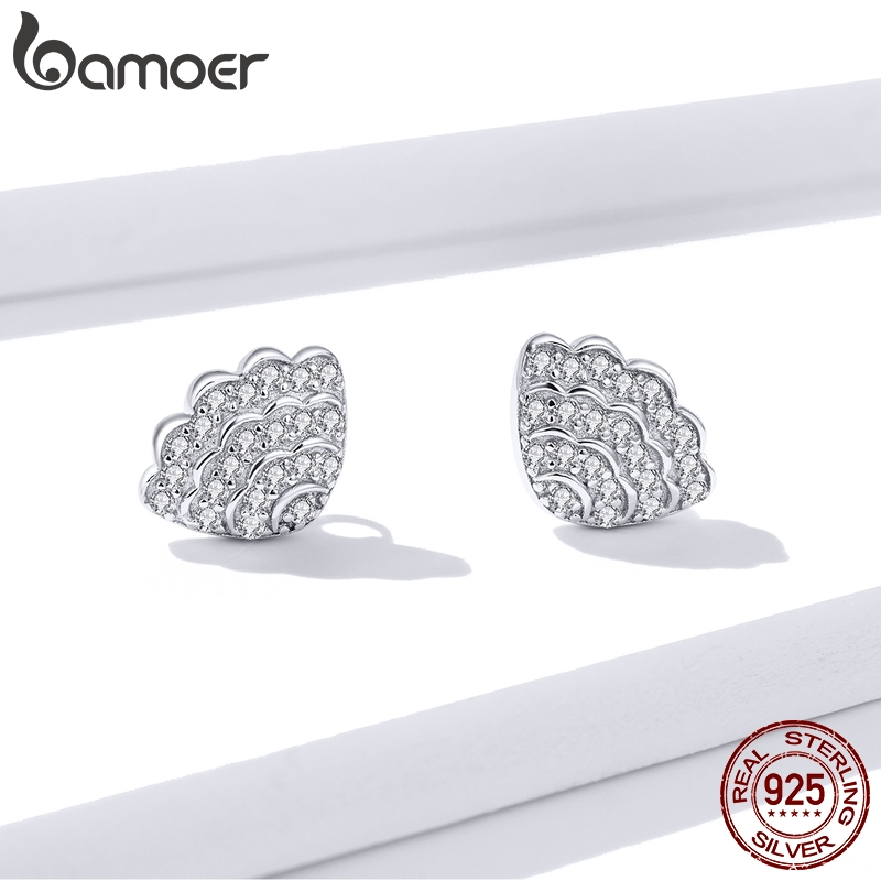 Bông Tai Bamoer Bse342 Bằng Bạc 925 Hình Vỏ Sò