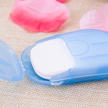 Xà phòng rửa tay dạng miếng, xà bông giấy khô bỏ túi khi đi du lịch hộp 20 miếng