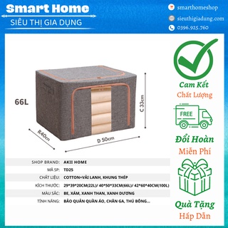 Túi Đựng Quần Áo Khung Thép Vải Oxford Loại Lớn 66L, Thùng Vải Đựng Đồ Đa Năng Gấp Gọn - Smart Home