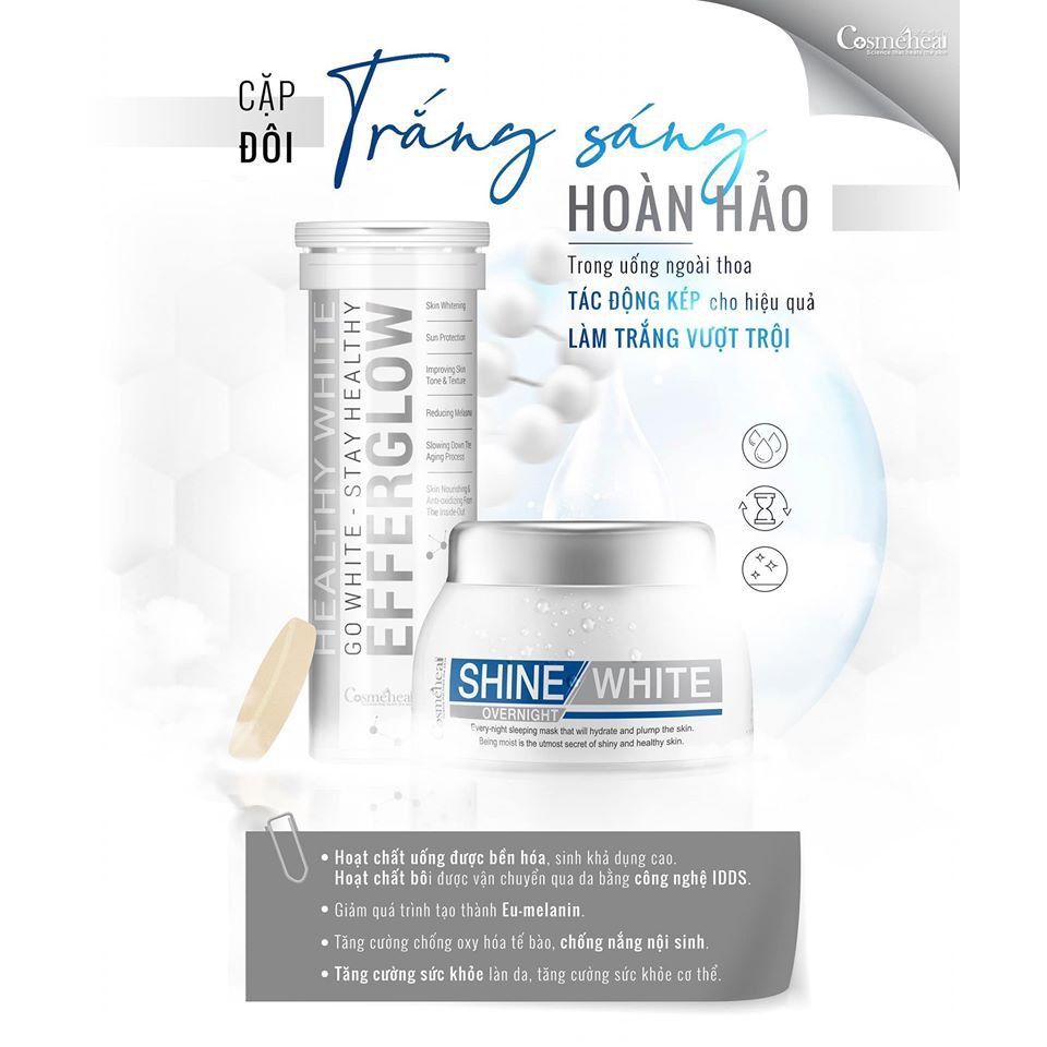 [ HÀNG CAO CẤP ] Viên Uống Viên Sủi Trắng Da Chống Nắng Giảm Sạm Thâm Nám Chống Lão Hóa Cosmeheal Healthy White 30viên | Thế Giới Skin Care