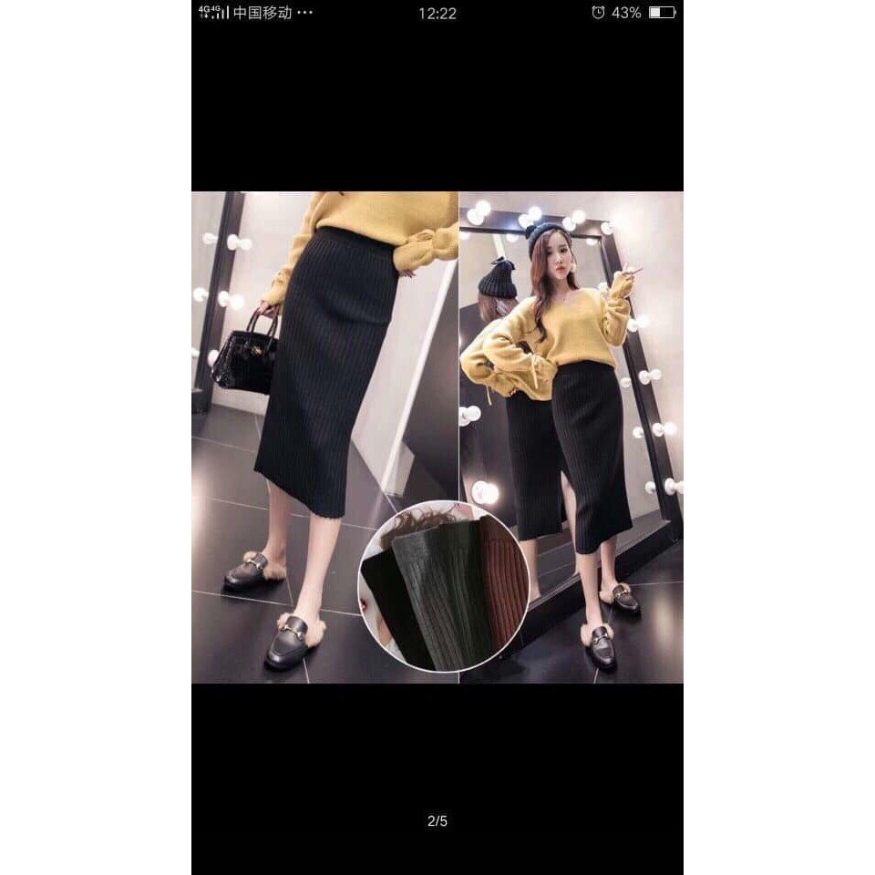 chân váy len ôm dáng dài - đầm len dệt kim xinh xắn | BigBuy360 - bigbuy360.vn