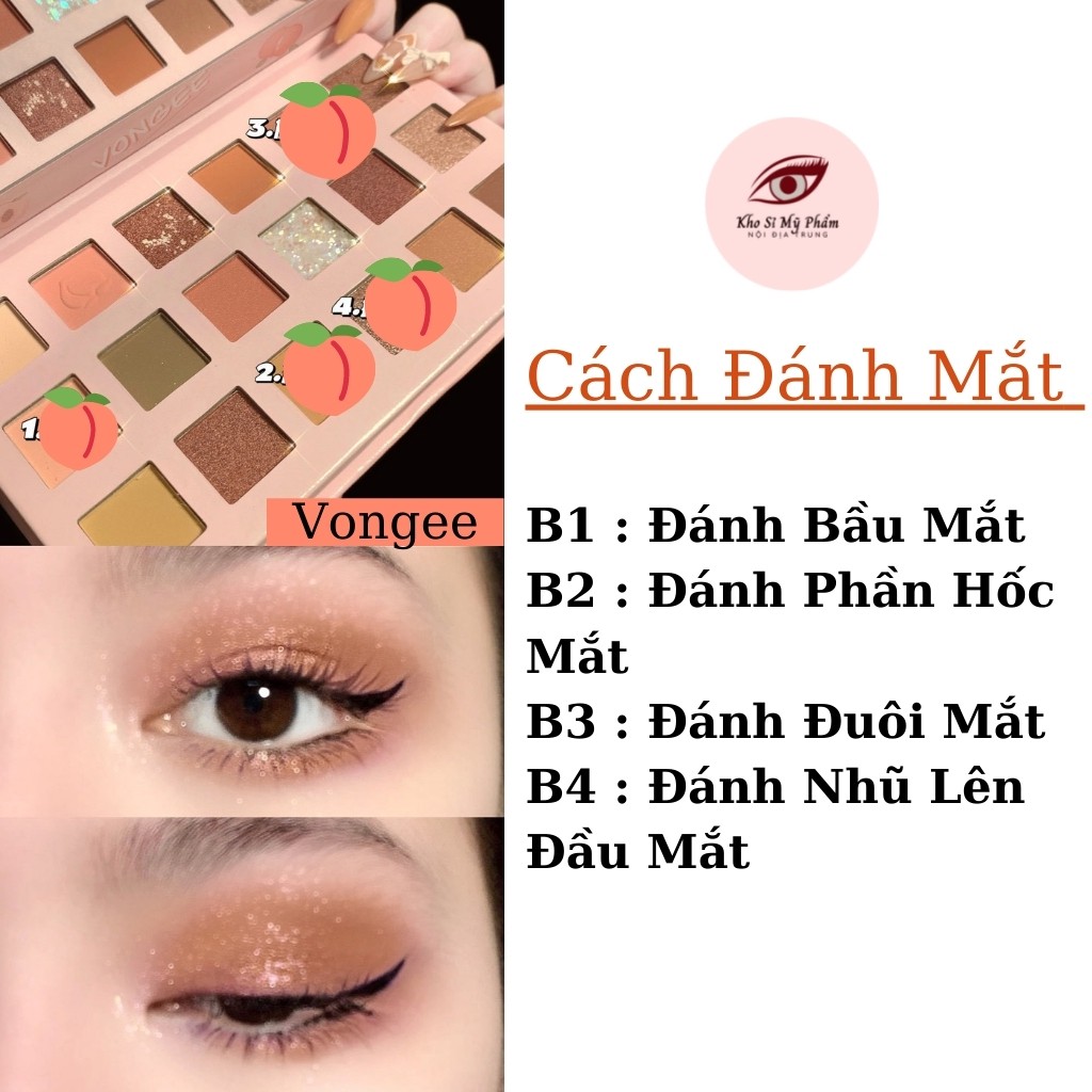 Bảng Phấn Mắt VONGEE MOCHI Trái Đào 18 Ô Màu Tone Ngọt Ngào Quyến Rũ Chính Hãng Nội Địa Trung | BigBuy360 - bigbuy360.vn