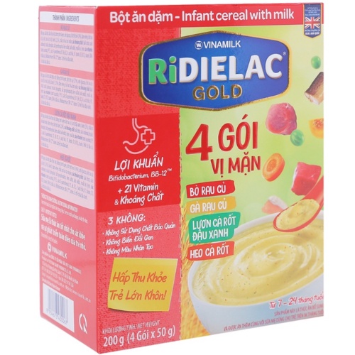Bột ăn dặm Ridielac Gold 4 vị mặn HG 200g (7 - 24 tháng)