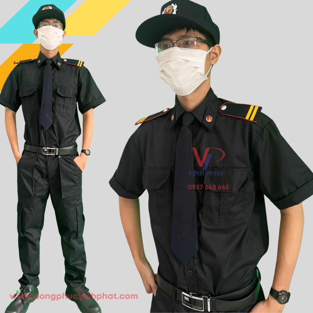 Bộ đồng phục bảo vệ,vệ sĩ màu đen túi hộp tay ngắn - Thoáng mát, thấm hút mồ hôi tốt - Hình thật, có sẵn