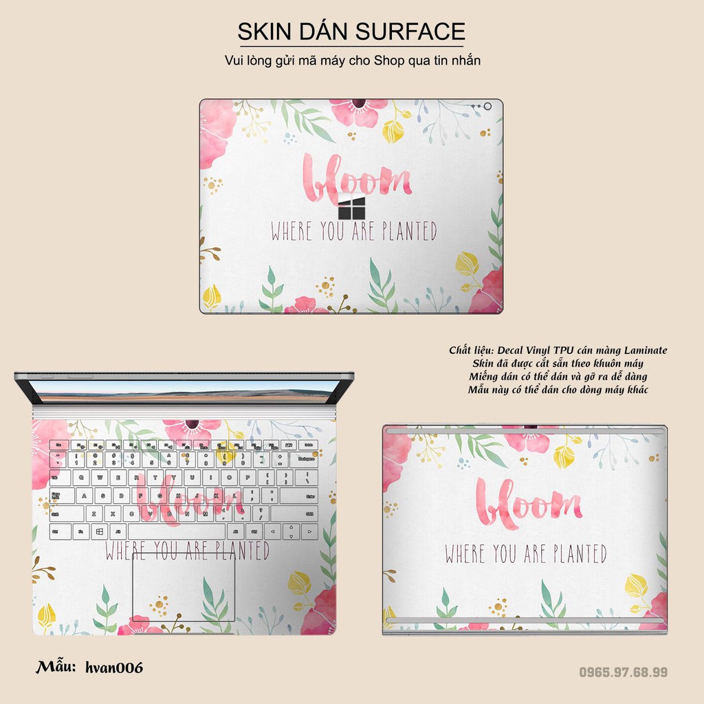 Miếng dán Skin bảo vệ mặt lưng Surface Pro 2/ Pro 3/ Pro 4/ Pro 5/ Pro 6/Pro 7/Pro X / Surface Go /Book in hình sưu tầm