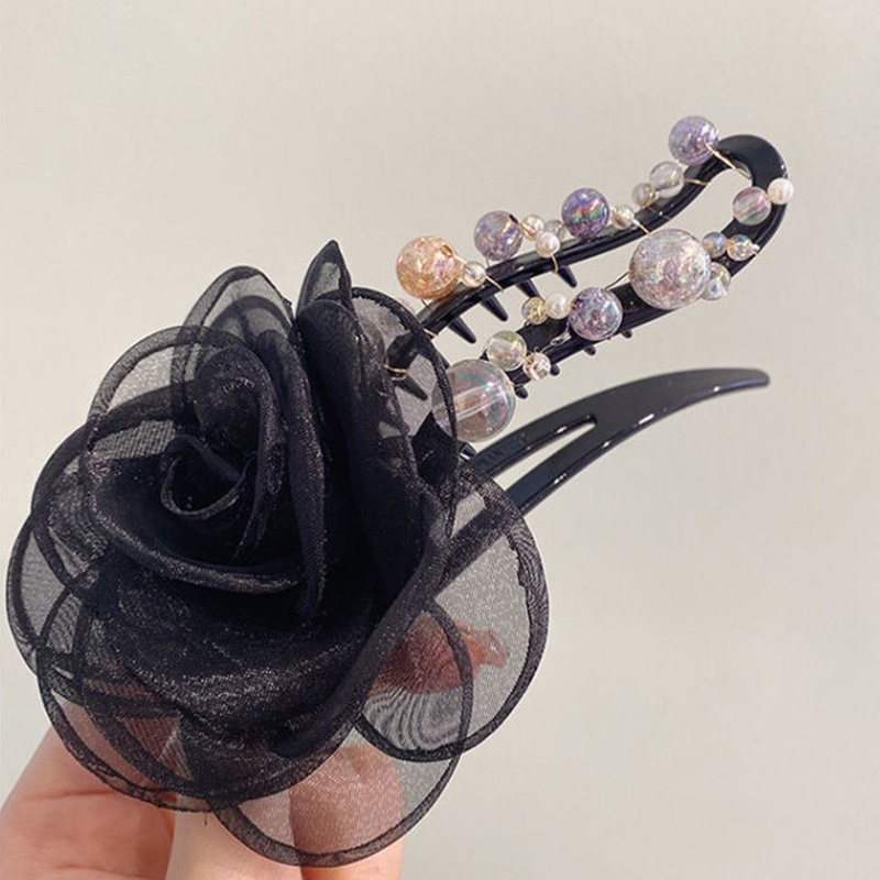 Kẹp Tóc Hình Hoa Hồng/ Cá Mập Bằng Lưới Đính Ngọc Trai Xinh Xắn Thời Trang
