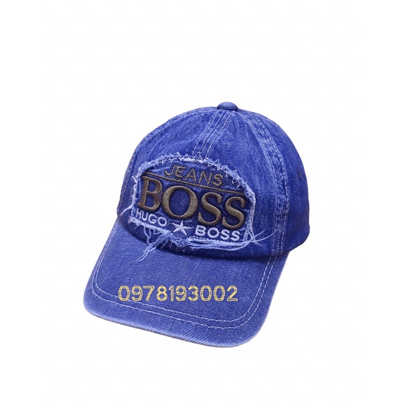 Nón kết jean Boss chữ thêu khoá xịn bé trai (xanh)