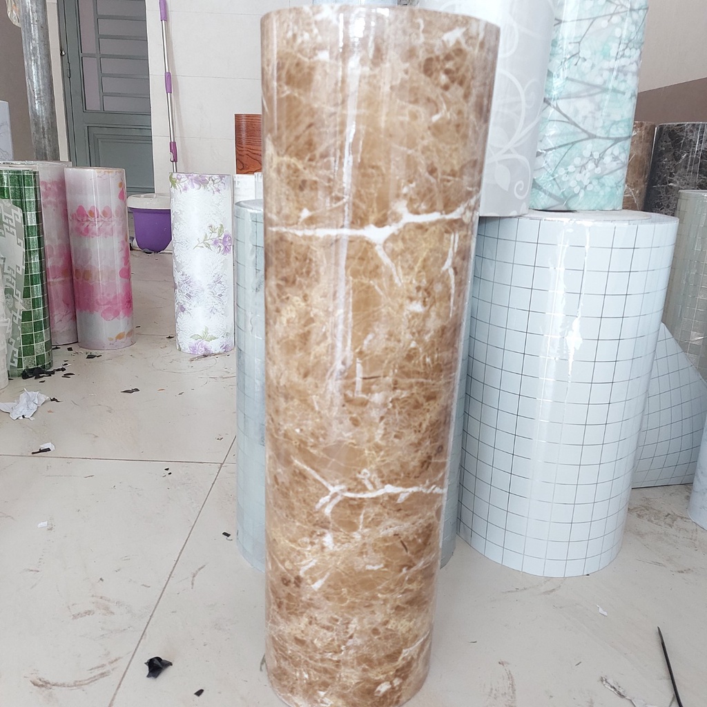 Decal dán tường ĐÁ NÂU KHỔ 60CM nhiều mẫu (giá 1m dài)