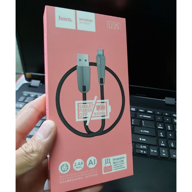 HOCO U35: Cáp sạc tự ngắt khi đầy pin, Hỗ trợ sạc nhanh bảo hành 6 tháng