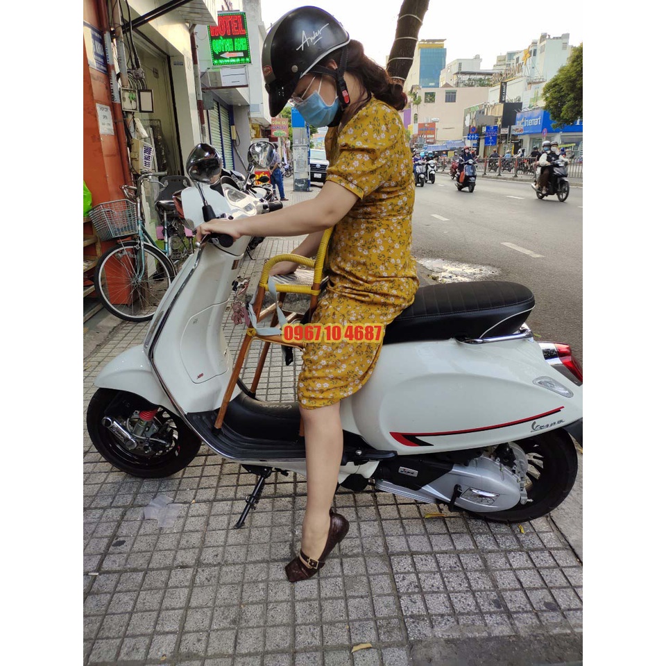 Ghế đi xe máy cho bé 💖 SỈ= LẺ 💖 Xe Tay Ga Xe Số Yên Nệm, Có Tựa, An Toàn Cho Bé Bằng mây