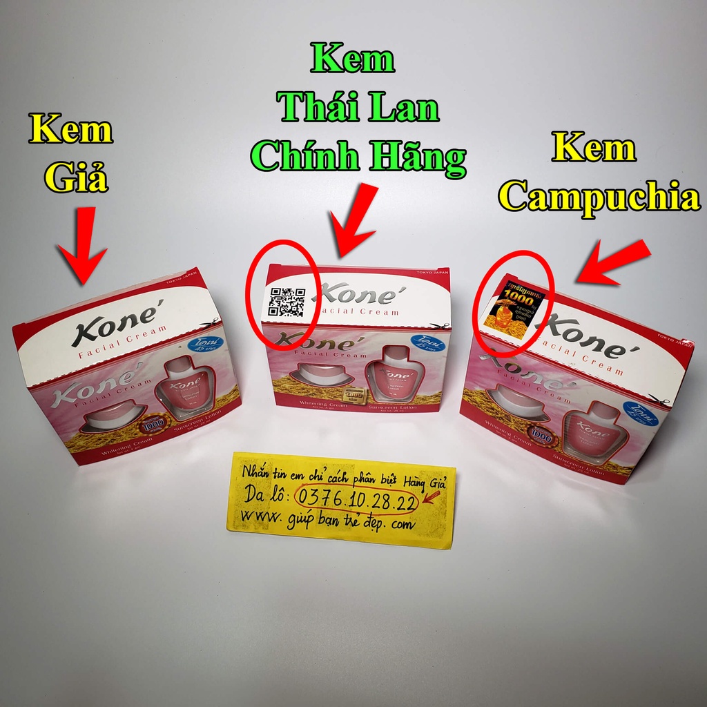 Combo 2 Bộ Kem Trắng Da Mờ Nám Kone Facial Cream Thái Lan