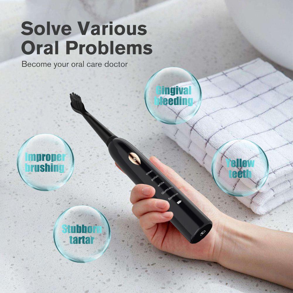 Bàn Chải Đánh Răng Điện Tử 5 Chế Độ Chống Nước IPX7 Thông Minh ​ Dụng Cụ Vệ Sinh Miệng Tự Động Chất Lượng Cao