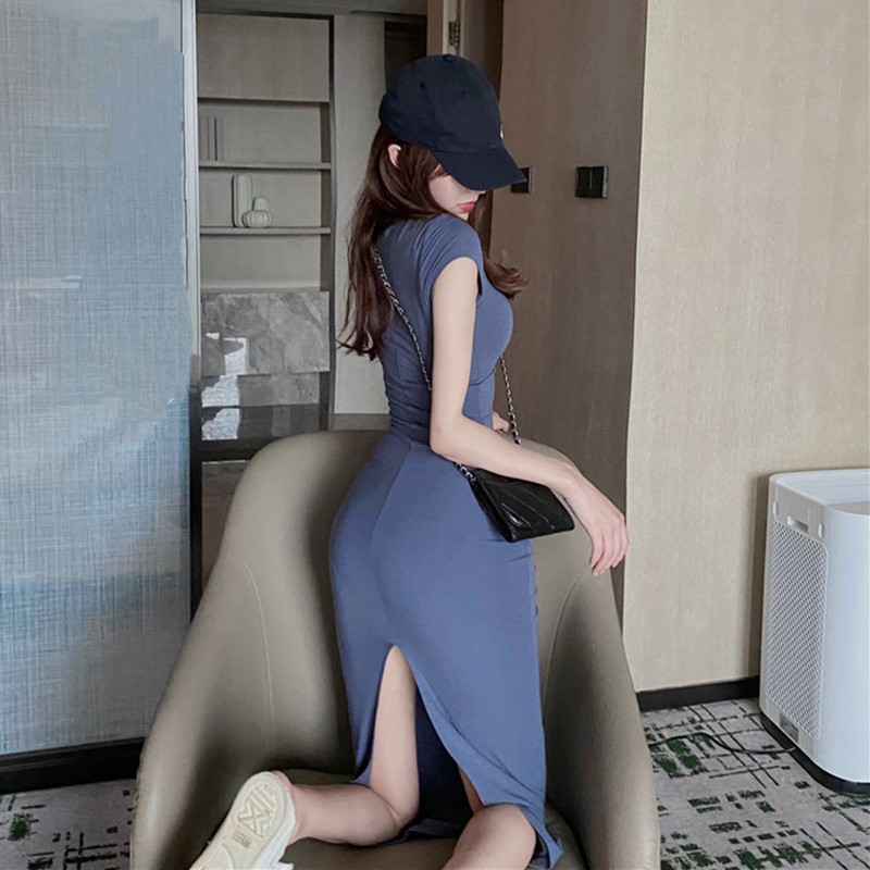 (ORDER) Váy thun dáng dài ôm body xẻ tà sau lưng sexy quyến rũ style Hong Kong sang chảnh (HOT NEW 2020)