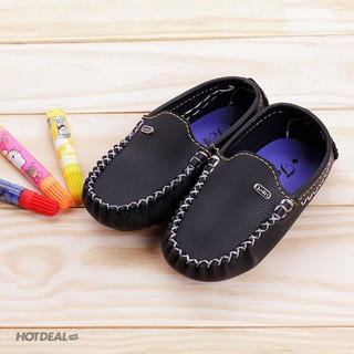 Giày lười da tổng hợp cho bé trai từ 1-3 tuổi (Màu đen)