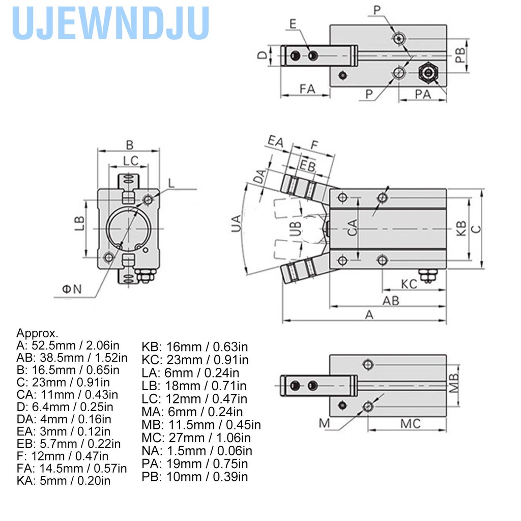 Ujewndju Fingers Cylinder Clamps Pneumatic Finger HFY 10