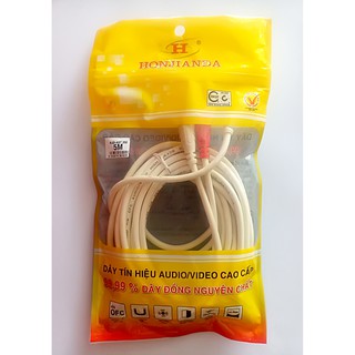 Dây cáp tín hiệu Audio/Video cao cấp 1đầu 3.5 ra 2 đầu Bông Sen HONJIANDA dài 5M