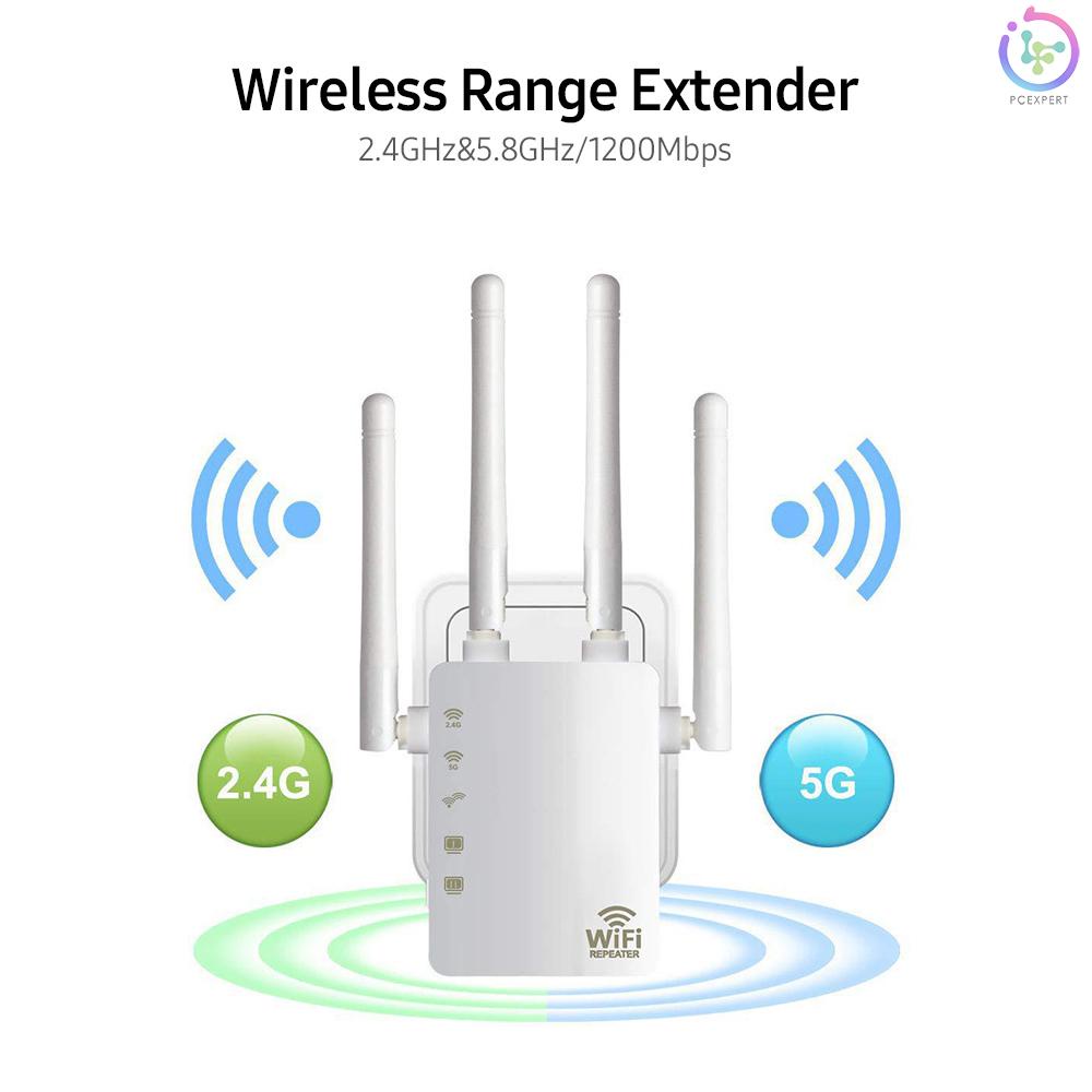 WiFi Booster 1200Mbps Dual Band 2.4GHz 5GHz WiFi Internet Signal Amplifier Wireless Repeater with Four Antennas US Plug