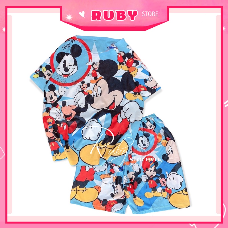 Set bộ Mickey BIG SIZE (5KG - 70KG) ❤ Đồ bộ hoạt hình form rộng bé trai bé gái chất thun mịn mát co giãn thoải mái DBRBD