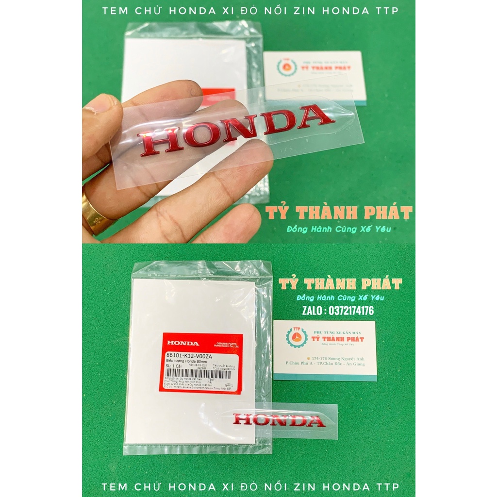 Tem chử Honda Xi Đỏ nổi  miếng