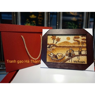 Tranh Gạo rang sông nước Việt Nam size để bàn,quà tặng bạn bè nước ngoài,bảo hành 5 năm.