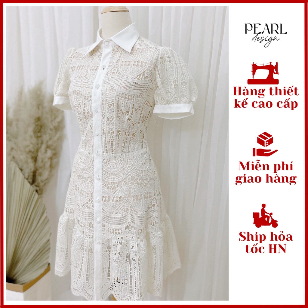 Váy đầm ren đuôi cá cao cấp nữ Pearl Design 062106 trắng