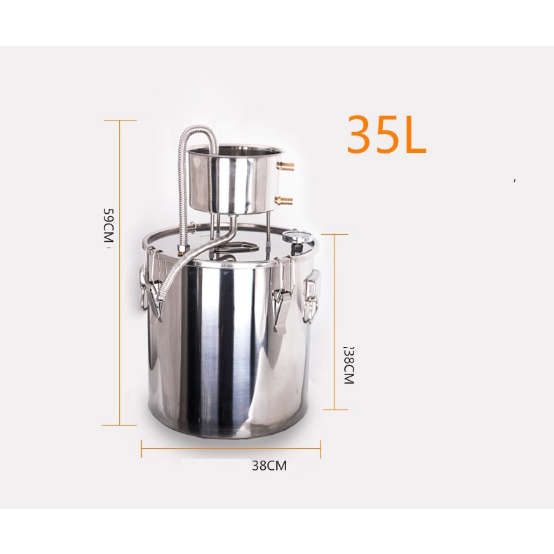 Bộ nồi chưng cất tinh dầu, nấu ruou, nước cất, nước hoa hồng...  12L 22L 35L nấu được bếp từ