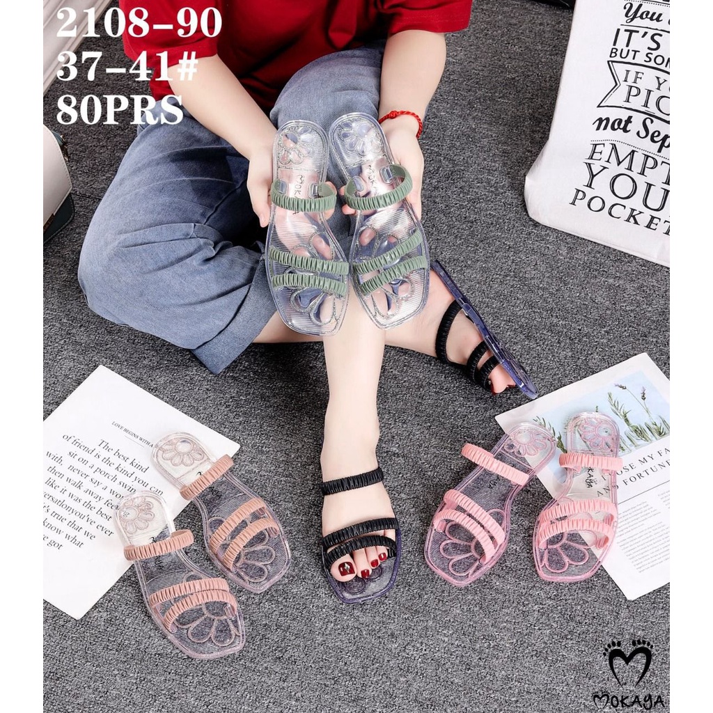Giày Sandal Nhựa Trong Suốt 3 Quai Xinh Xắn Thời Trang Cho Nữ Size 37-41 (2108-90)