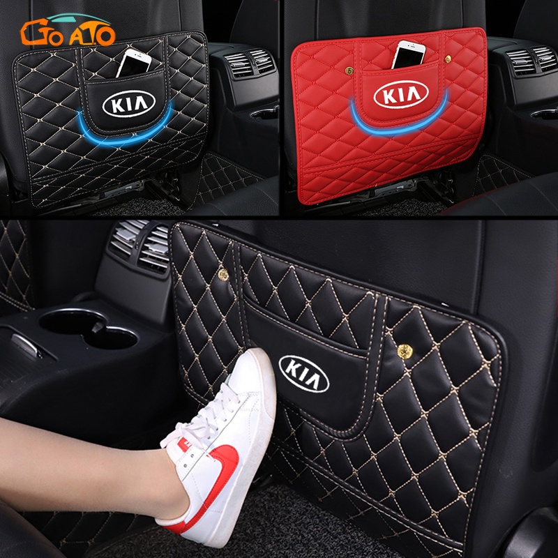 GTIOATO Tấm Bảo Vệ Lưng Ghế Oto Da Bảo Vệ Lưng Ghế Tấm Ốp Lưng Ghế Ô Tô Bảo Vệ Chống Thấm Nước TúI Treo Đồ Sau Ghế Ô Tô Trang Trí NộI ThấT Ô Tô Cho KIA Morning Seltos Sonet Carens Soluto Sedona K3 Forte Sorento Rondo Carnival K5 Rio Stonic