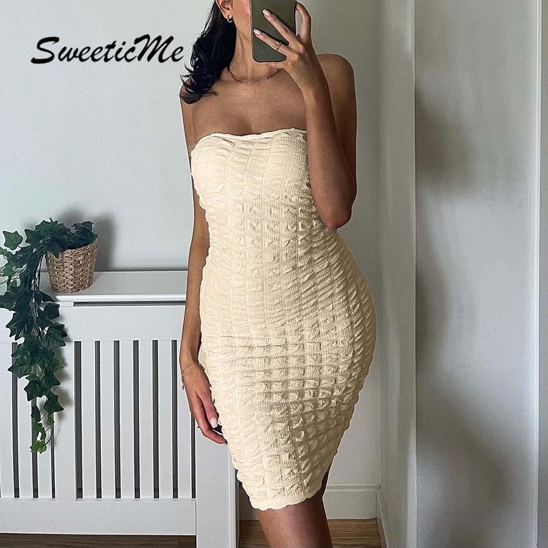 Đầm Tay Phồng Trơn Màu Thời Trang Dành Cho Nữ SweeticMe