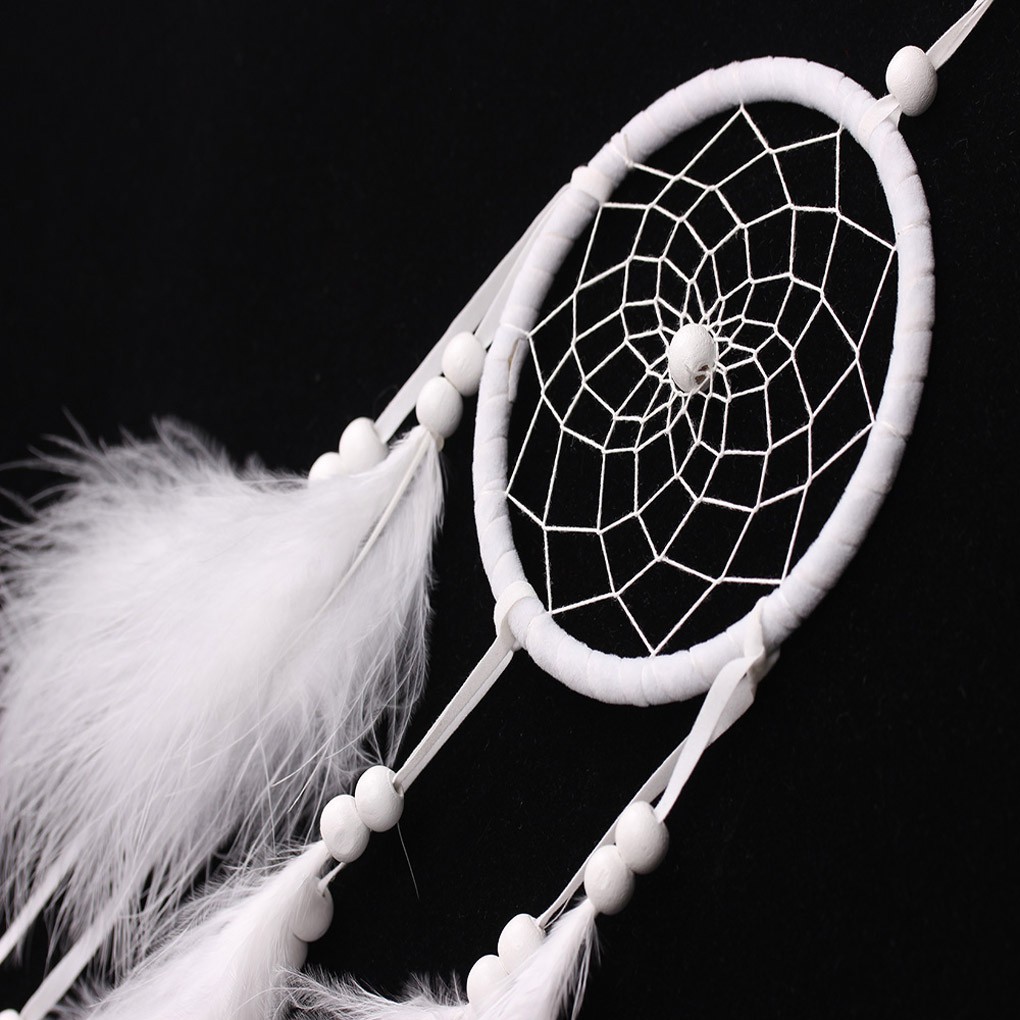 Vòng bắt giấc mơ may mắn trang trí lông chim làm thủ công trang trí treo tường