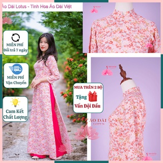 (Giá Sale)Áo Dài Thời Trang Hoa Nhí Cao Cấp Hồng Hoa Nhí Cổ Truyền Thống - HD0118 cung cấp bởi Áo Dài Lotus