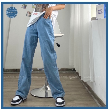Quần Jeans BAGGY Unisex Quần Bò Nữ Ống Rộng Quần Jean Ống Xuông Lưng Cao 3 Màu - CHUẨN HÀN KR STYLE Free Ship
