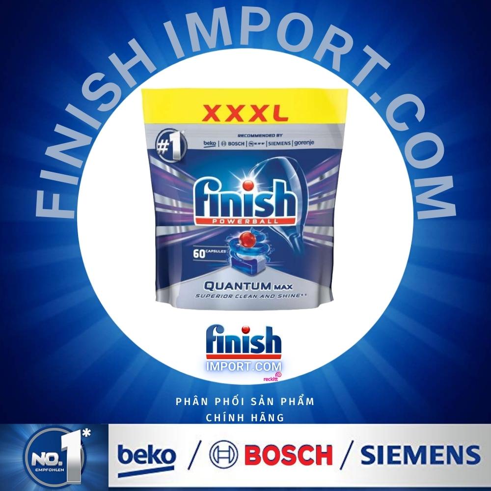 Túi 60 viên rửa chén Finish Quantum Max (Loại viên lớn 14x tính năng trong 1 viên công thức mới sx 2021)