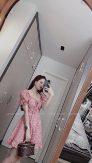 Đầm hoa nhí dáng xoè 2 màu