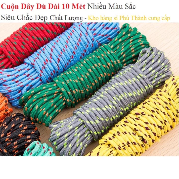 Cuộn Dây Dù Dài 10m Đa Năng Nhiều Màu Sắc Siêu Chắc Đẹp Chất Lượng