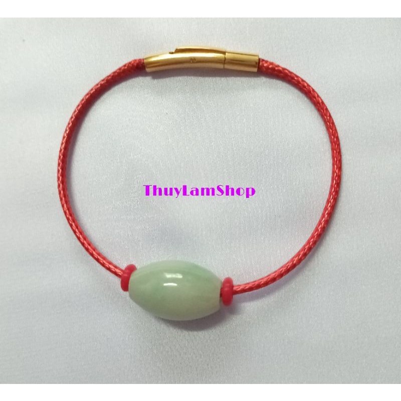 Vòng tay lu thống đầu xuôi đuôi lọt đá trắng xanh ngọc khóa bấm vip chuẩn A