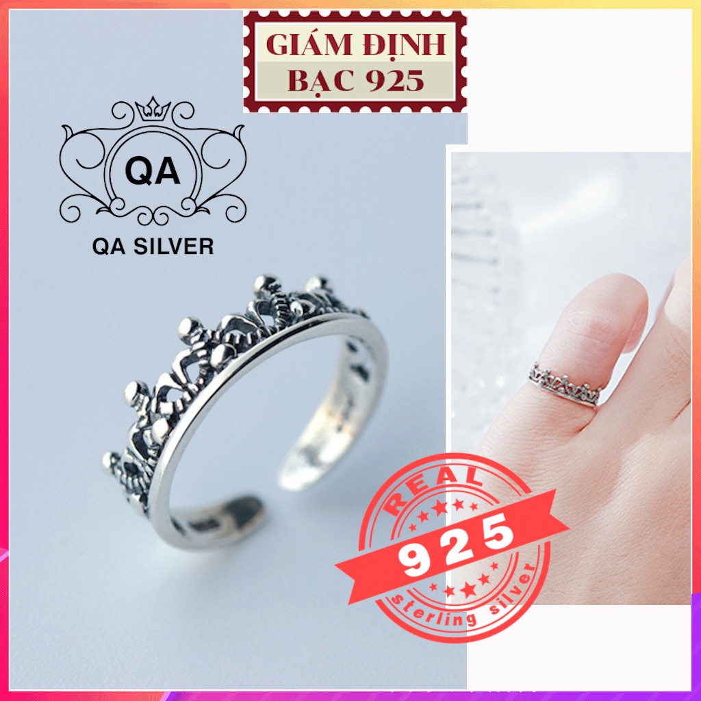 Nhẫn bạc thái vương miện form nhỏ đeo ngón út nhẫn đeo chân S925 CROWN Silver Ring QA SILVER RI170202