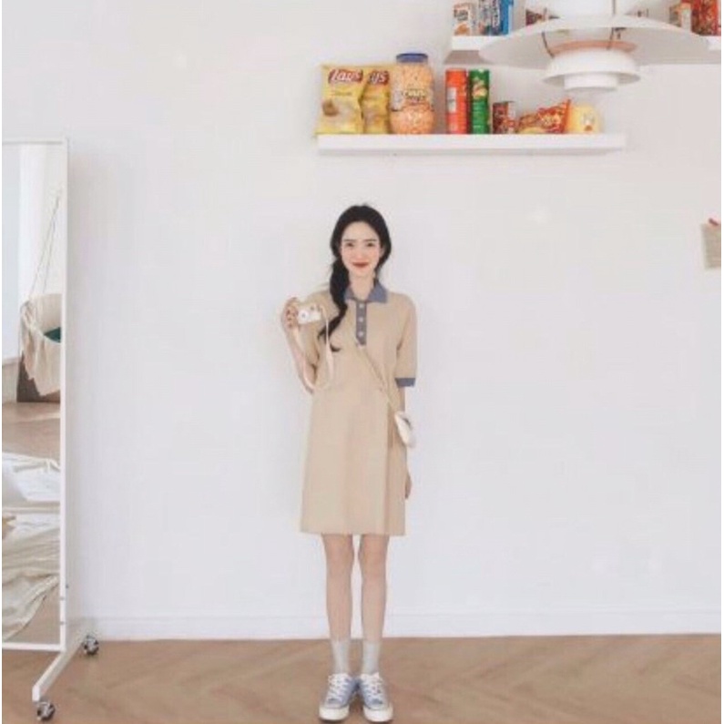 Váy Polo Tiểu Thư Baby Dáng Xuông Phối Cổ xanh Cực xinh,Vải Coton Mát Mịn | BigBuy360 - bigbuy360.vn