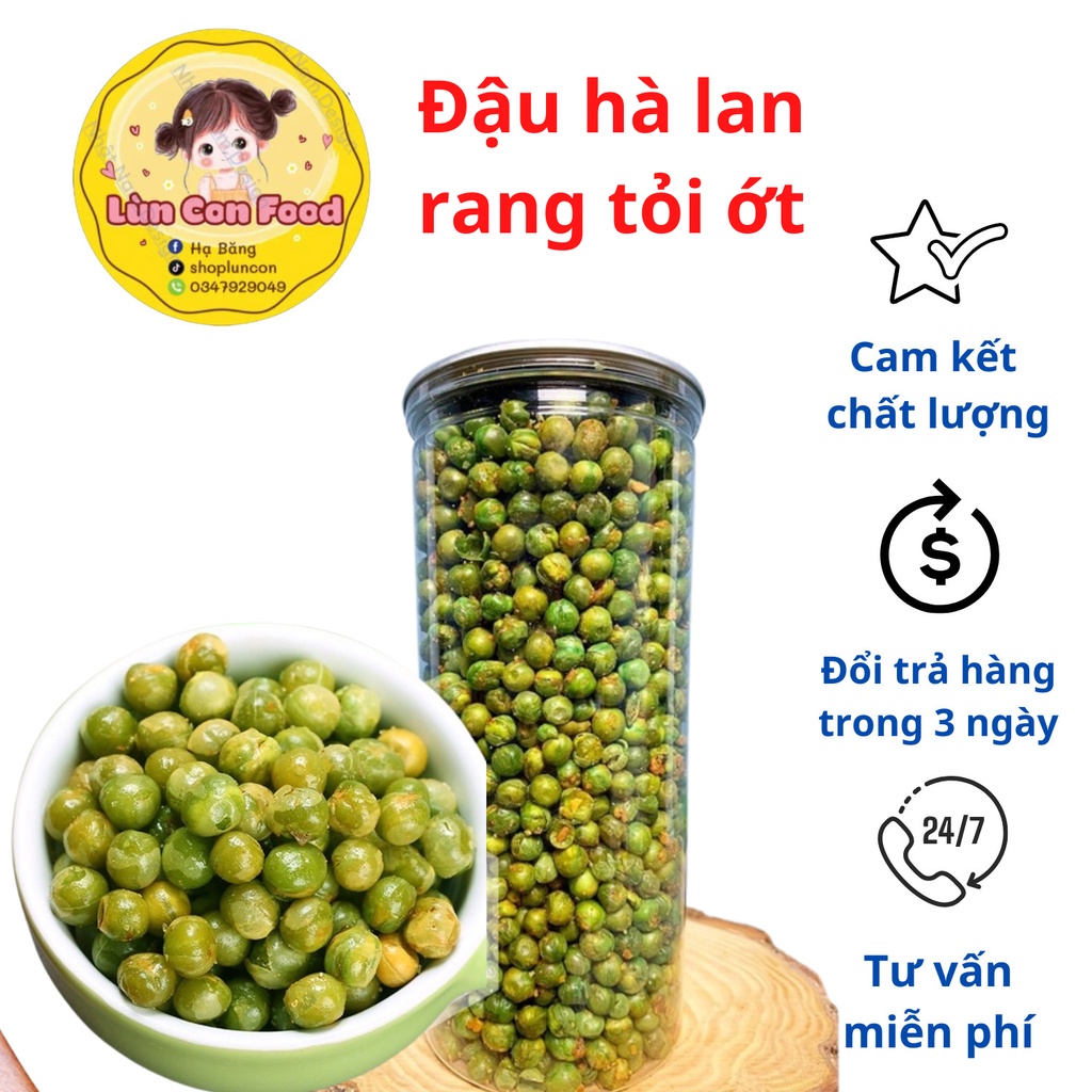 ĐẬU HÀ LAN RANG TỎI ỚT HŨ 400GR - Lùn Con Food